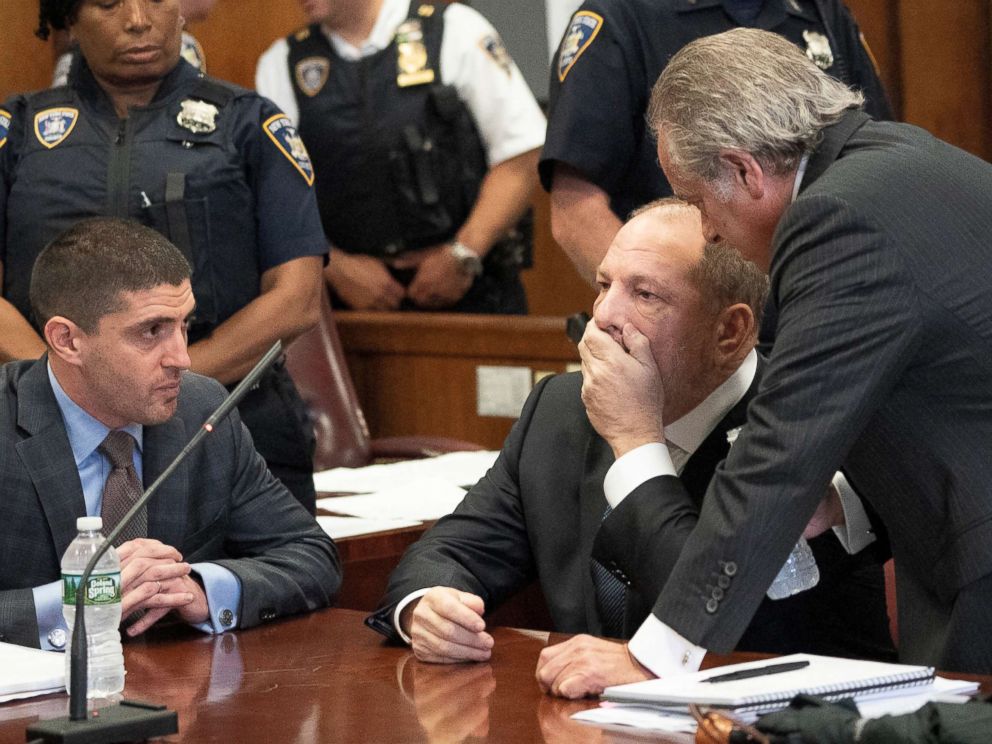 PHOTO: Film producer Harvey Weinstein sits during his hearing at Manhattan Criminal Court in N.Y., Oct. 11, 2018.