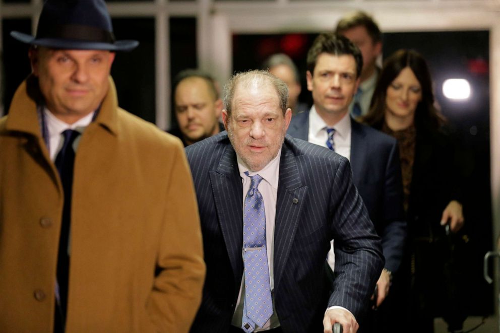 PHOTO: Harvey Weinstein leaves a Manhattan courtroom during his rape trial in New York, Thursday, Feb. 6, 2020.