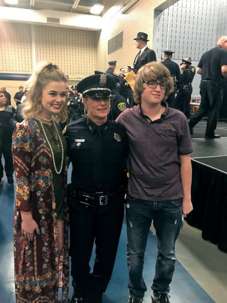 PHOTO: Wendy Caldwell appears at her recent police academy graduation with her two children.