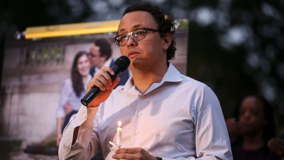 Daniel Hincapie, fiance of Wendy Martinez, speaks during a candlelight vigil in her honor in Washington, D.C. on Sept. 20, 2018.