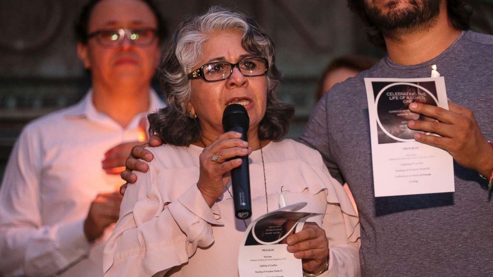 Cora Martinez, the mother of Wendy Matinez who was killed in Washington while jogging, speaks during a candlelight vigil in her daughter's honor on Sept. 20, 2018 in Washington.