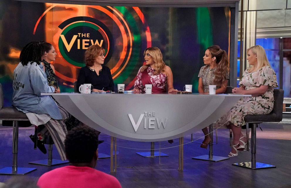 PHOTO: Wendy Williams talks with "The View" co-hosts Whoopi Goldberg, Abby Huntsman, Joy Behar, Sunny Hostin, and Meghan McCain about divorce, dating, and substance abuse, Sept. 5, 2019.