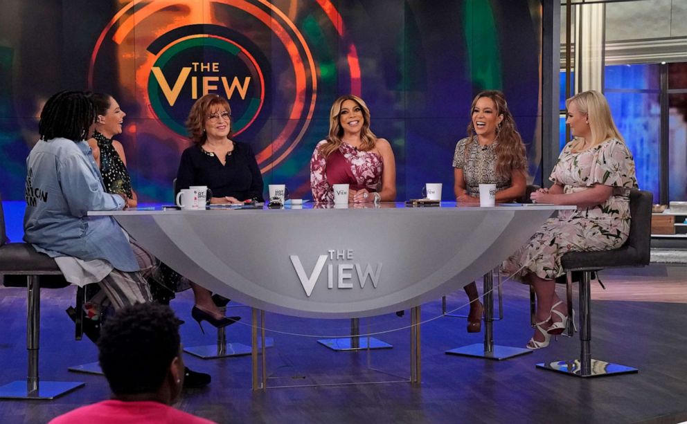 PHOTO: Wendy Williams talks with "The View" co-hosts Whoopi Goldberg, Abby Huntsman, Joy Behar, Sunny Hostin, and Meghan McCain about divorce, dating, and substance abuse, Sept. 5, 2019.