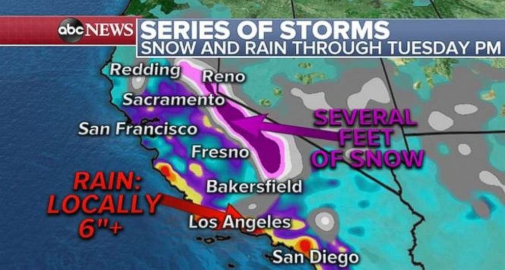 PHOTO: As much as 6 inches of rain in Southern California could trigger mudslides in wildfire burn scars.