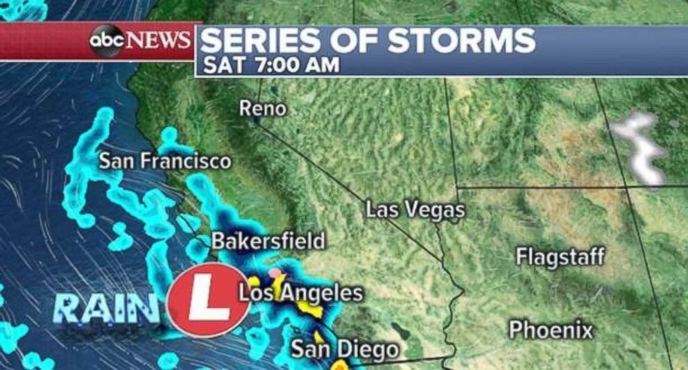PHOTO: The next in a series of West Coast storms will arrive in Southern California on Saturday morning.