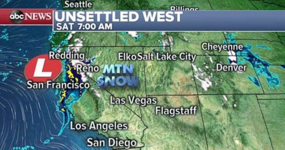 PHOTO: Storms are moving into California on Saturday morning.