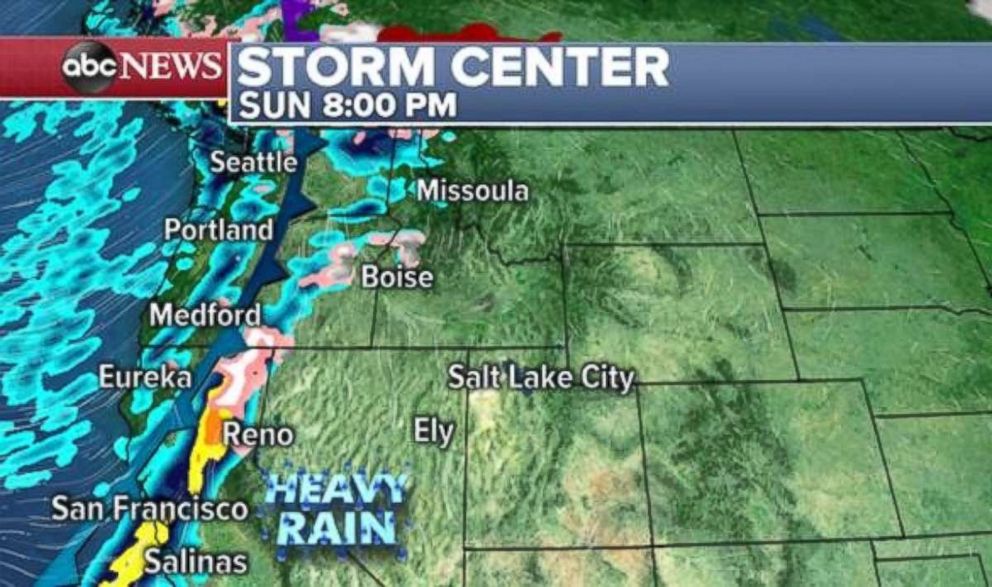 PHOTO: Heavy rain will move onto the West Coast by Sunday night.
