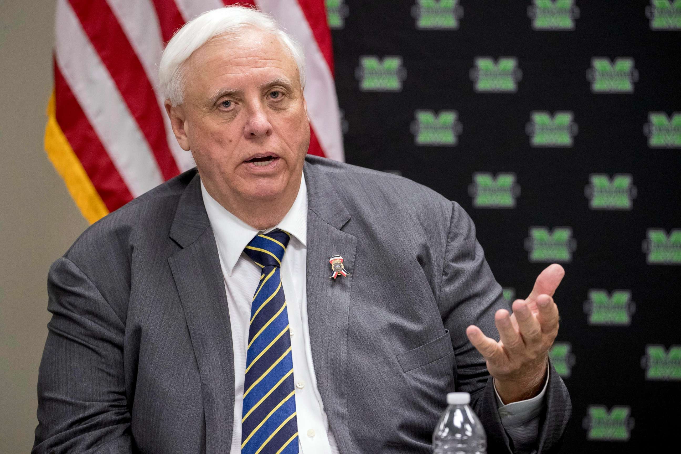 PHOTO: West Virginia Gov. Jim Justice speaks at a roundtable in Huntington, W.Va., July 8, 2019.