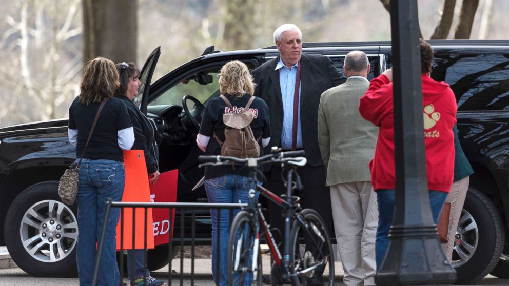 PHOTO: West Virginia Gov. Jim Justice arrives at the capitol in Charleston, W.V., March 5, 2018, the eighth day of statewide school closures due to a teachers' strike. 