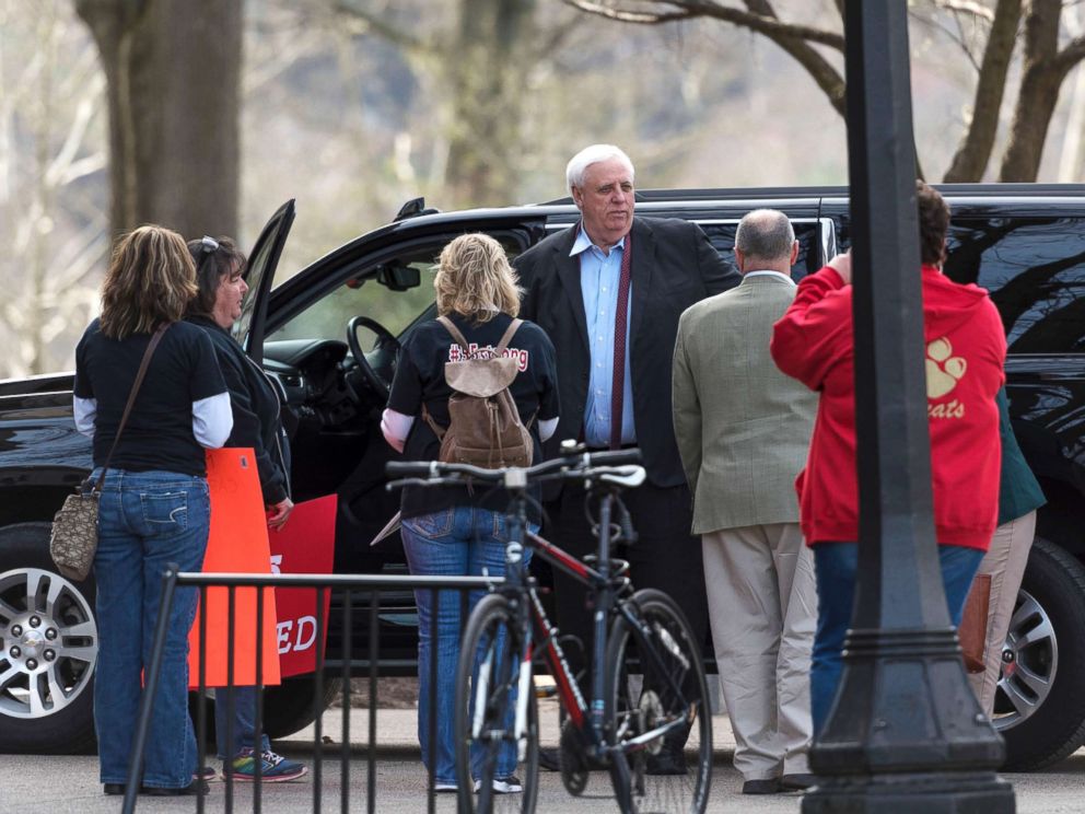 PHOTO: West Virginia Gov. Jim Justice arrives at the capitol in Charleston, W.V., March 5, 2018, the eighth day of statewide school closures due to a teachers strike.