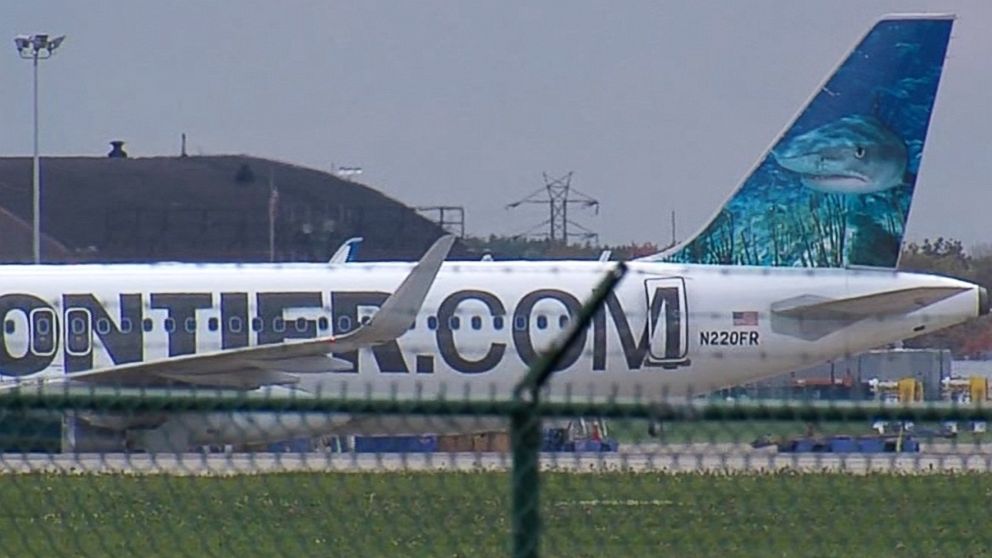 PHOTO: Frontier Airlines has confirmed that their plane, seen at Cleveland Hopkins International Airport on Oct. 15, 2014, is the plane that has been decontaminated after carrying a patient with Ebola from Cleveland to Dallas. 