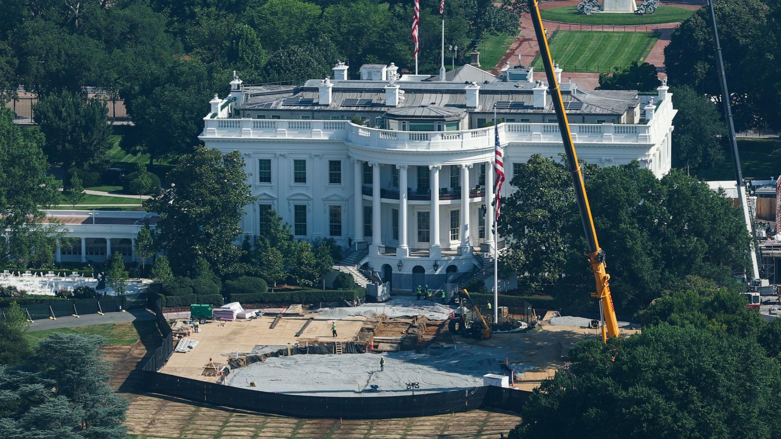 Trump building granite helipad on White House South Lawn