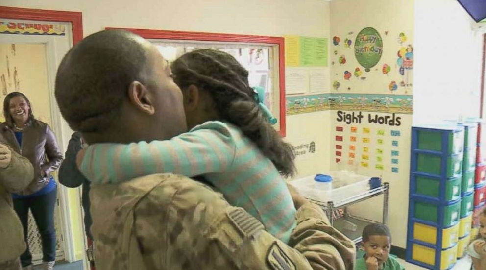PHOTO: After Army solider Kevin Howse reunited with his young daughter, he said that it is "difficult" being away from family, but he is "accustomed to it."