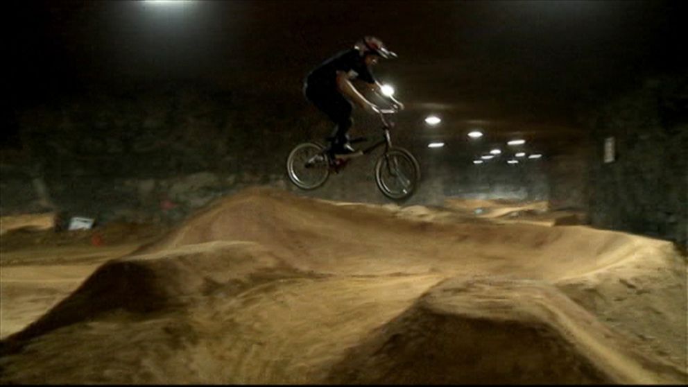 PHOTO: The Mega Cavern bike park in Louisville, Ky. is located 100 feet underground in a large limestone cavern.