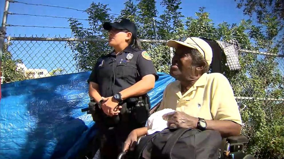 Anna Lazcano of the Miami Police Department provided a new wheelchair to a homeless amputee who was struggling to get around in his old one.