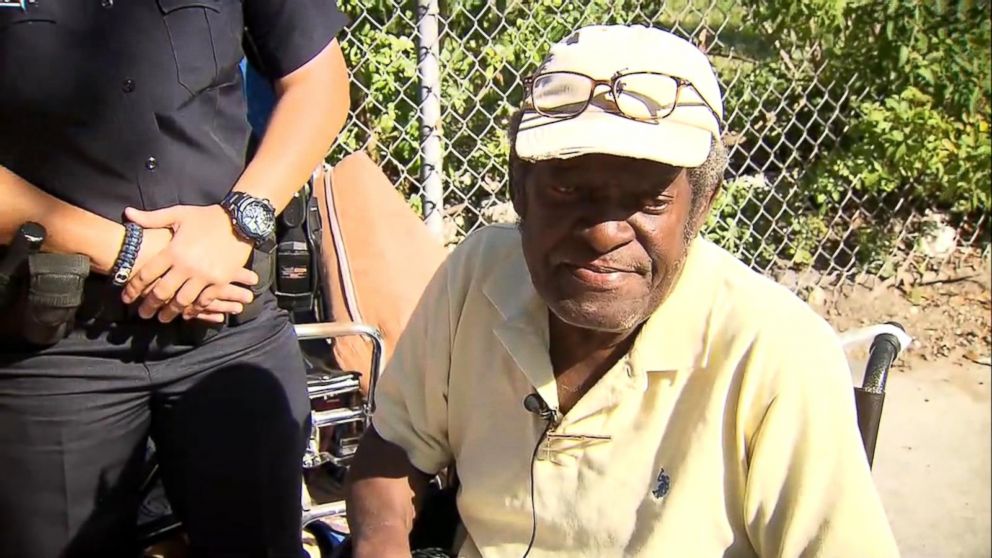 PHOTO: Anna Lazcano of the Miami Police Department provided a new wheelchair to a homeless amputee who was struggling to get around in his old one.