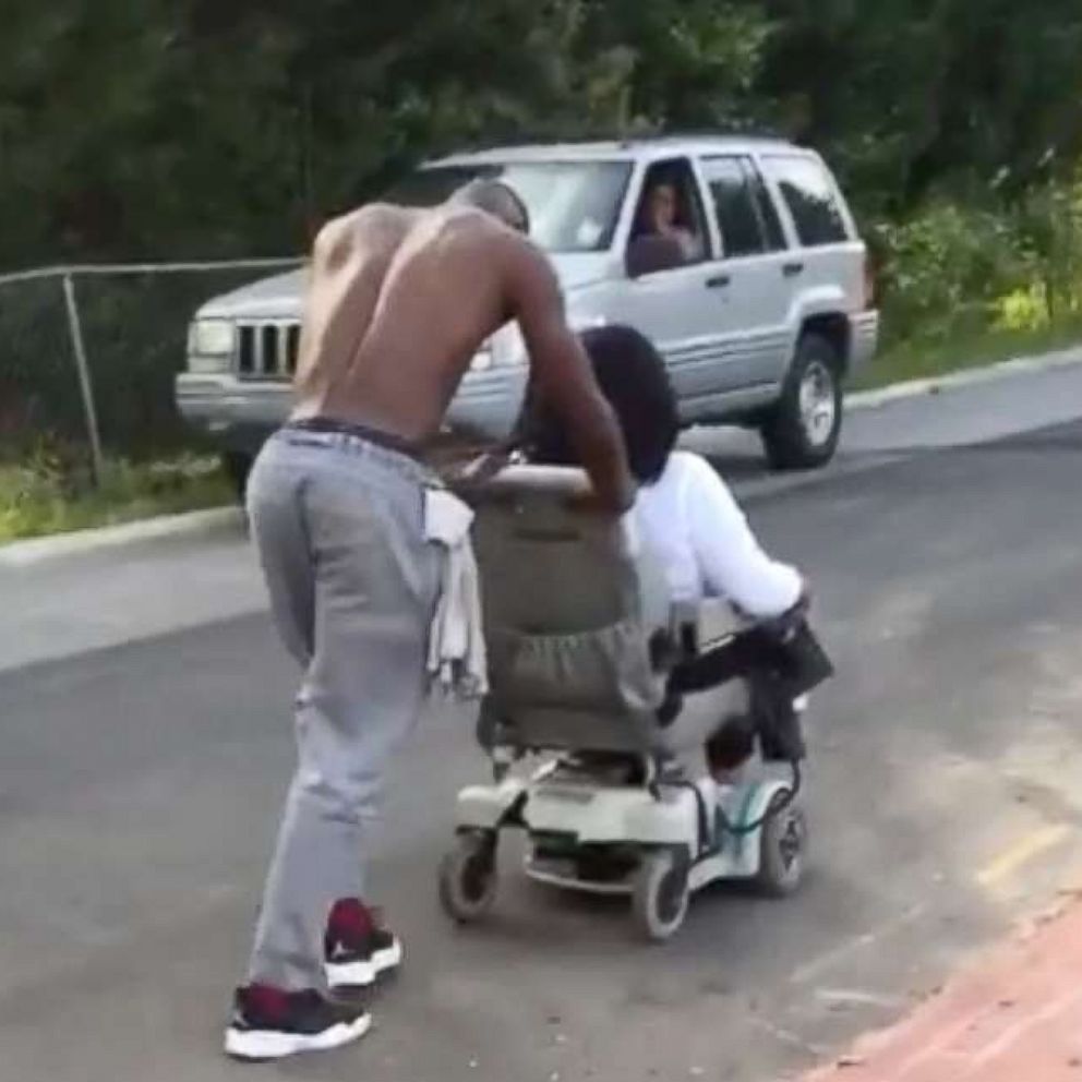 Bilal Quintyne saw a woman stuck in an electric wheelchair. Instead of calling for help, he took it upon himself to push her all the way home.