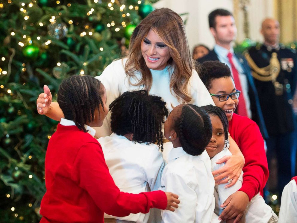 photo first lady melania trump hugs children in the east room as she tours christmas - When Is The White House Decorated For Christmas 2017 photo first lady melania trump hugs children in the east room as she tours christmas - When Is The White House Decorated For Christmas 2017