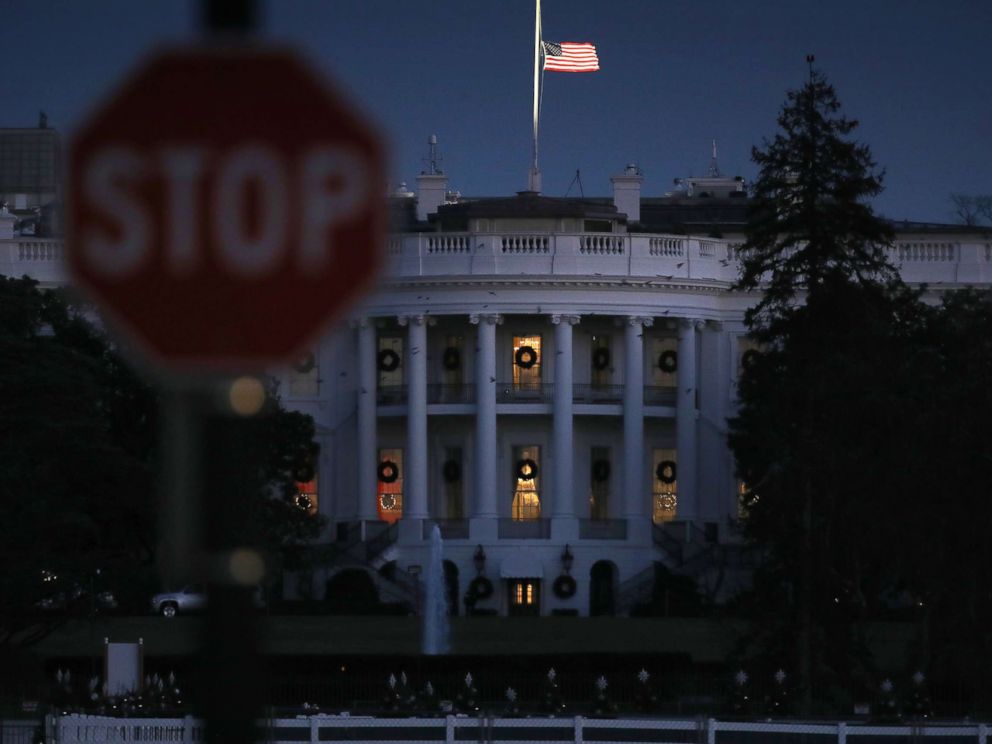 PHOTO: The White House is lit in the evening during a partial shutdown of the federal government on Dec. 24, 2018 in Washington.