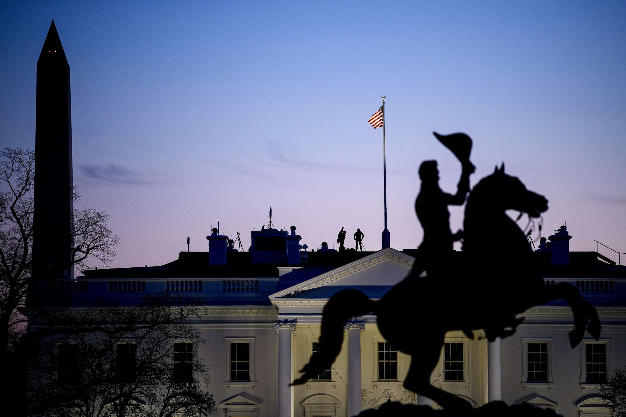 PHOTO: Secret Service counter snipers are seen on the roof of the White House, Jan. 11, 2019, in Washington.