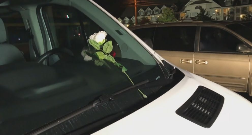 PHOTO: A single white rose was left on the windshield of one of the vehicles the in parking lot of 'Ride the Ducks' in Branson, Mo. after one of their vehicles capsized, July 19, 2018.  