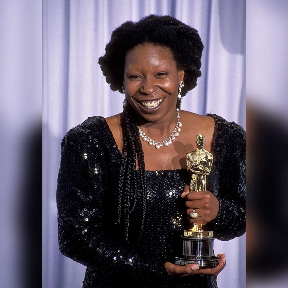 PHOTO: Whoopi Goldberg holds her Oscar for Best Supporting Actress at the 63rd Annual Academy Awards at the Shrine Auditorium in Los Angeles, March 25, 1991. Goldberg won for her performance in "Ghost."