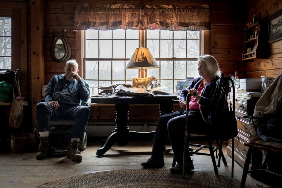 PHOTO: Former dairy farmer Rodney Bailey, 90, and his sister Gladys, 94, sit in their home on farmland that has been a part of their family for generations in East Greenwich, Rhode Island, April 12, 2018.