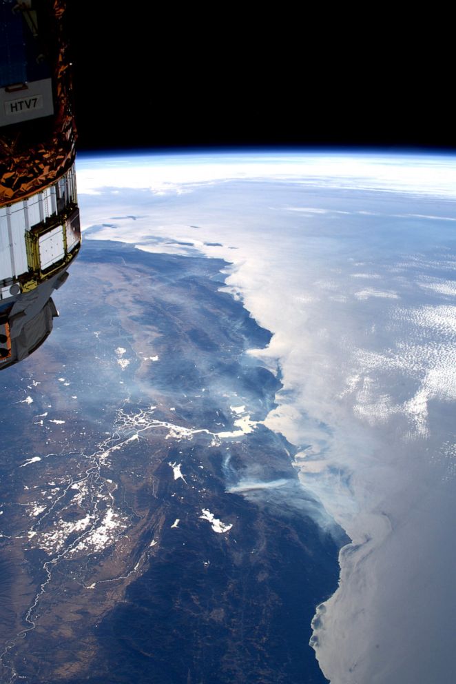 PHOTO: International Space Station astronaut Andrew Morgan captured photos of the California wildfires burning north of the Bay Area, Oct. 30, 2019.