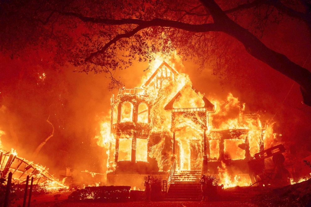 PHOTO: Flames from the Glass Fire consume the Black Rock Inn in St. Helena, Calif l Sept. 27, 2020. 