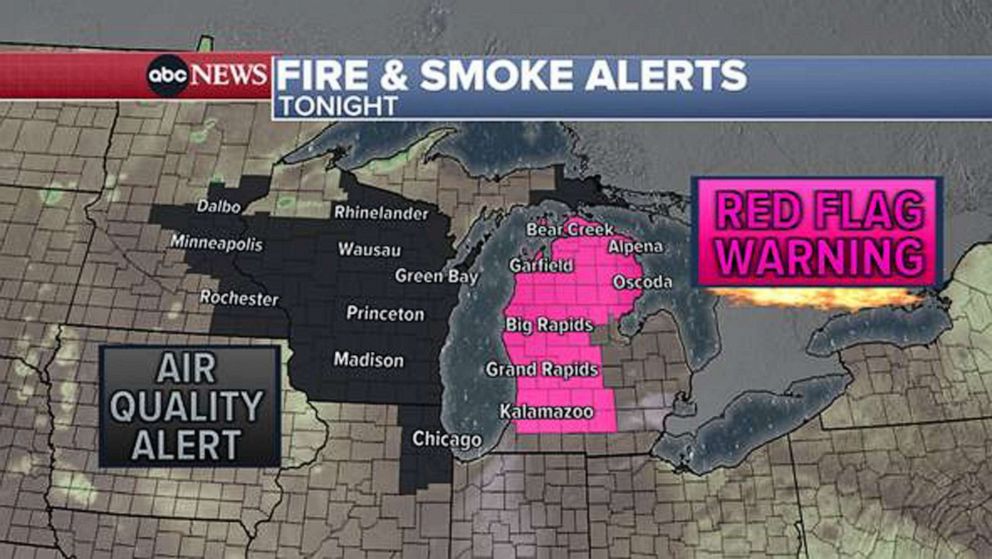 PHOTO: Weather map of fire and smoke alerts for June 4, 2023.
