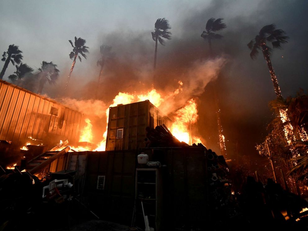 PHOTO: A house is in flames during the Woolsey Fire in Malibu, California on November 9, 2018. 