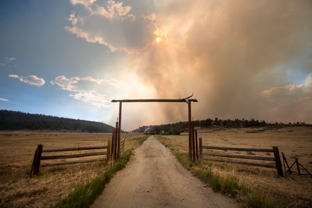PHOTO: The Weston Pass Fire threatens homes along Highway 285, July 2, 2018, near Fairplay, Colo. In Colorado, more than 2,500 homes were under evacuation orders as firefighters battled more than a half-dozen wildfires.