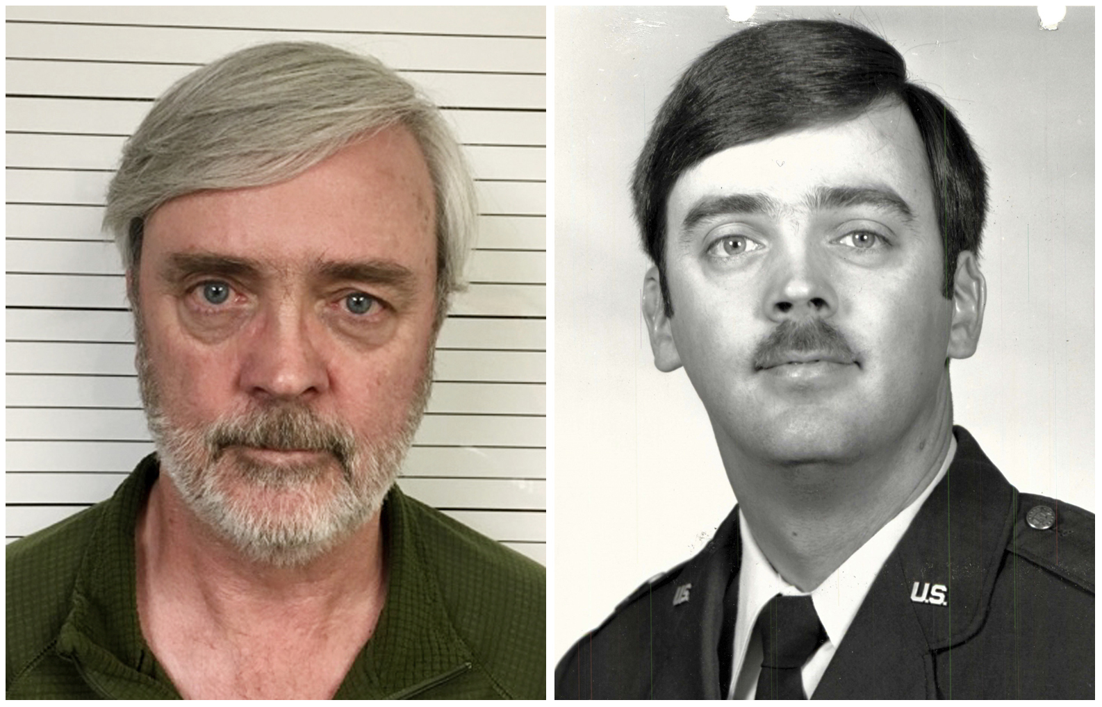 PHOTO: William Howard Hughes Jr. is pictured after being captured in June 2018 and an image from his time at the U.S. Air Force. Hughes, who disappeared in 1983.
