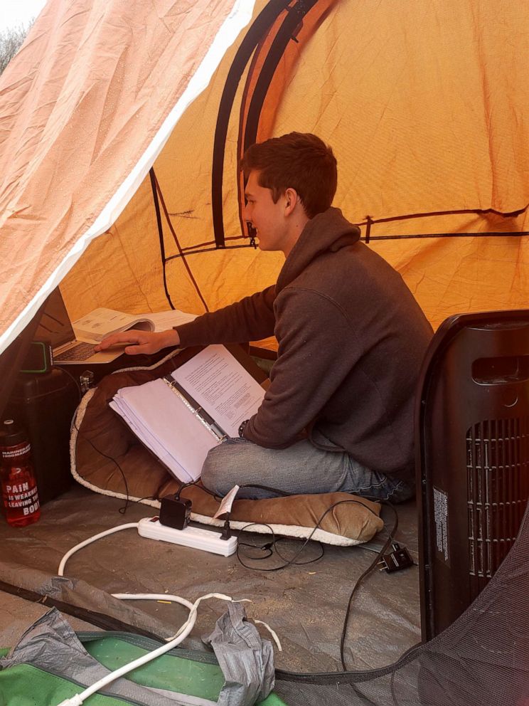 PHOTO: Cadet William Taylor is finishing his Virginia Military Institute classes online after the coronavirus pandemic closed campus.