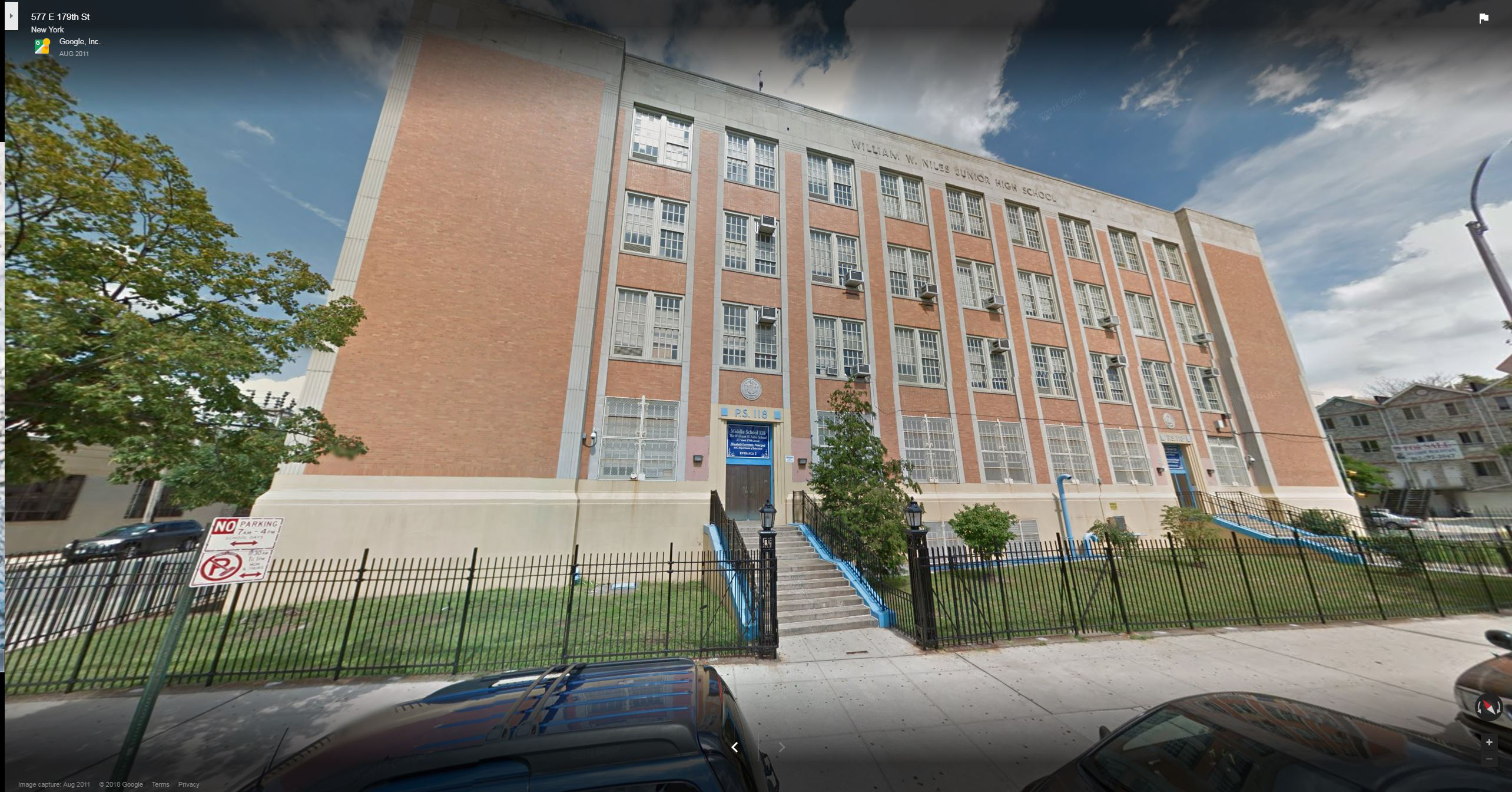 PHOTO: An exterior shot of the William W. Niles School, M.S. 118, in the Bronx borough of New York City.