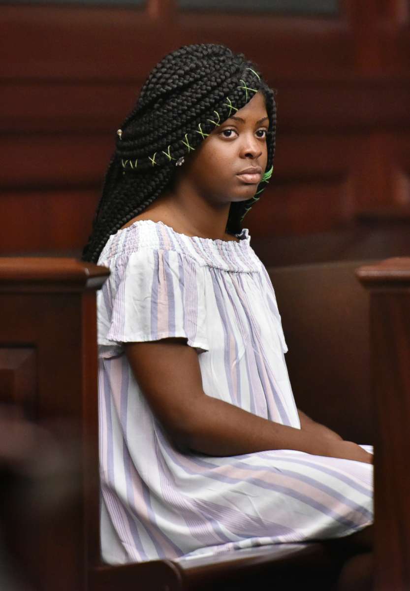 PHOTO: Kamiyah Mobley, who was raised with the name Alexis Kelly Manigo, sits in the courtroom before the sentencing hearing of Gloria Williams, May 3, 2018 at the Duval County Courthouse in Jacksonville, Fla.