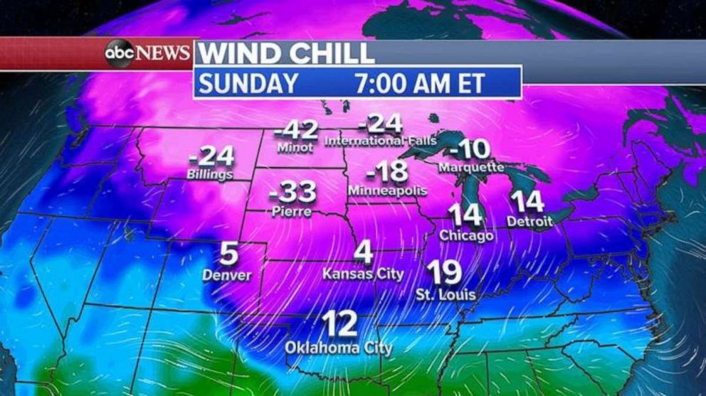 PHOTO: Major low temperatures are coming for the upper Midwest on Sunday.