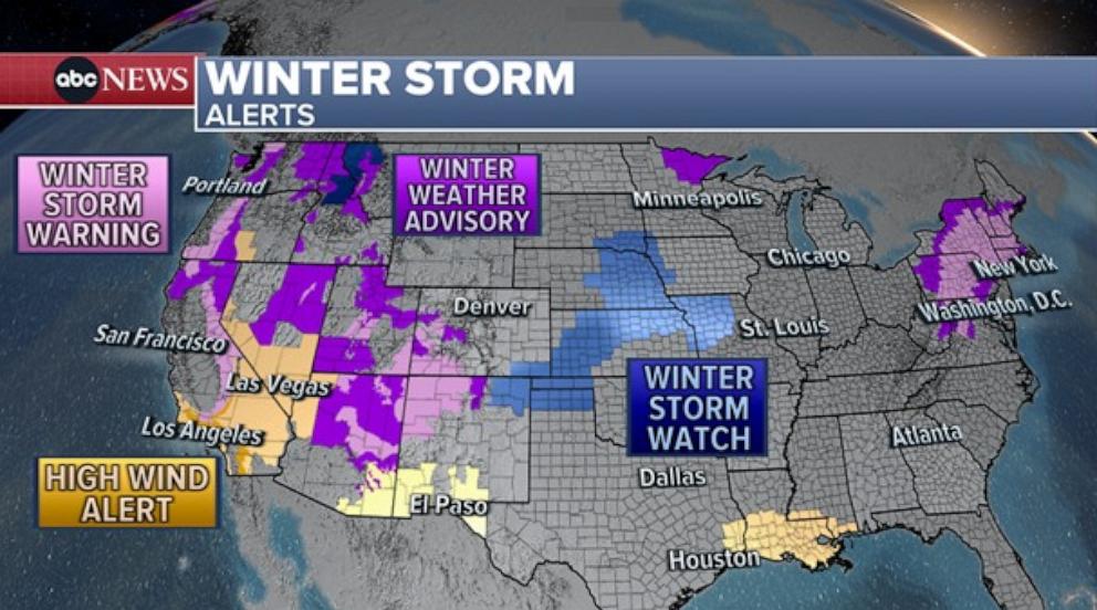 Winter storm tracker: Almost every US state under a weather alert - ABC News
