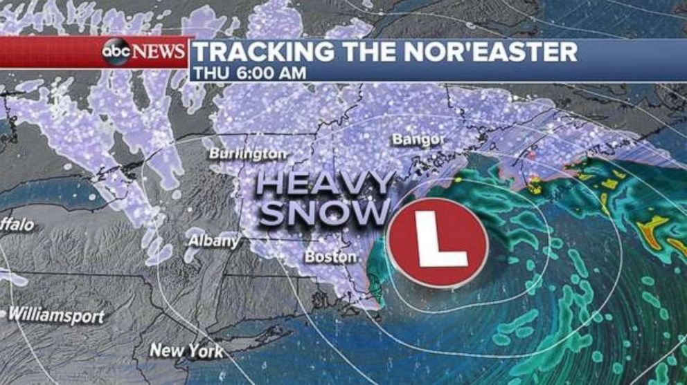 PHOTO: 13 states from Virginia to Maine are impacted by the Nor’easter, 60 million Americans are in the storm zone, March 7, 2018.