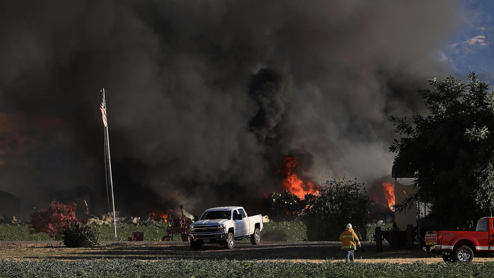 7 missing after explosion at California fireworks warehouse sets off massive blaze
