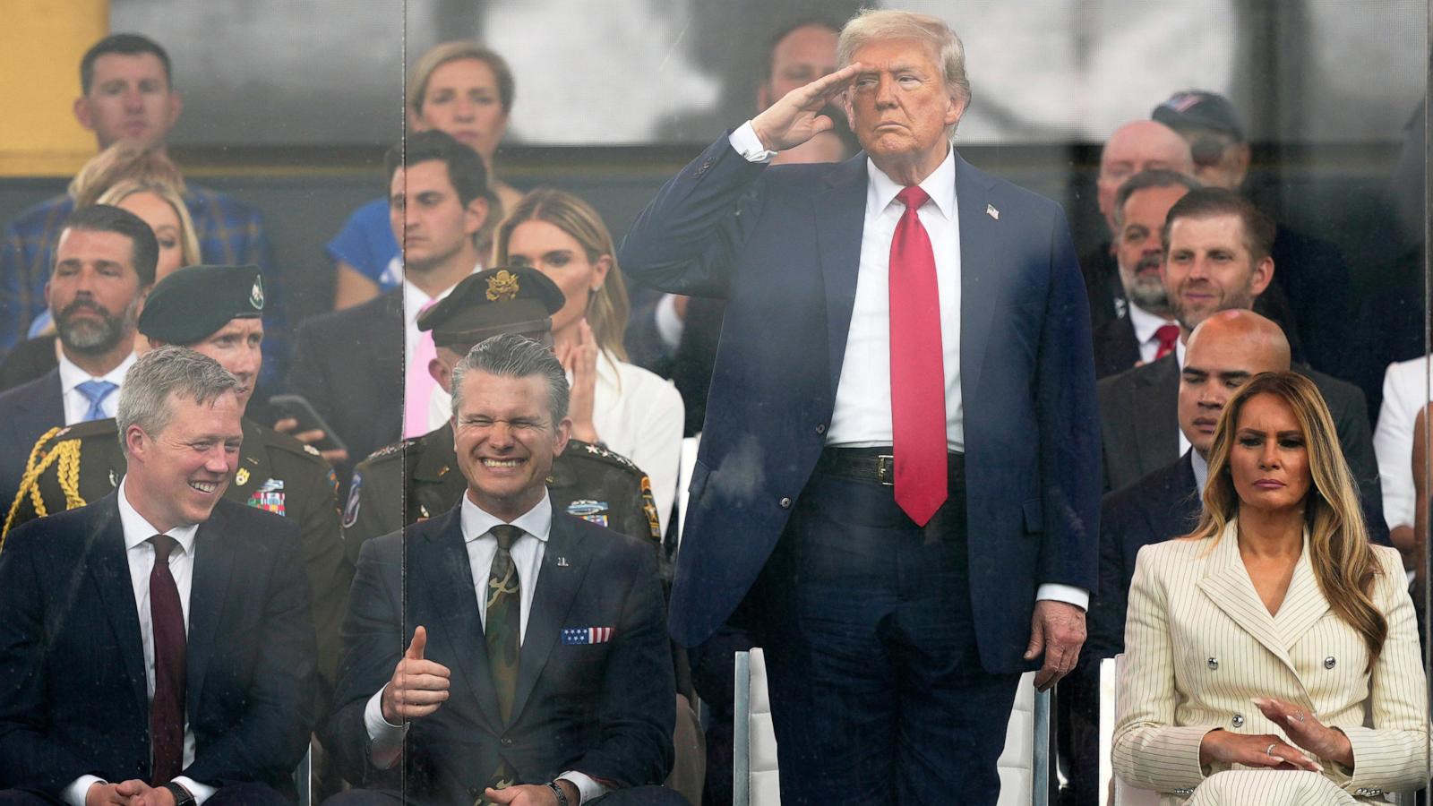 Military parade set to kick off in nation’s capital as protesters around the country decry Trump