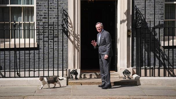 US Ambassador to the UK Warren A. Stephens arrives in Downing Street, London, ahead of his meeting with Prime Minister Sir Keir Starmer, Friday, May 23, 2025. (James Manning/PA Wire/PA via AP)