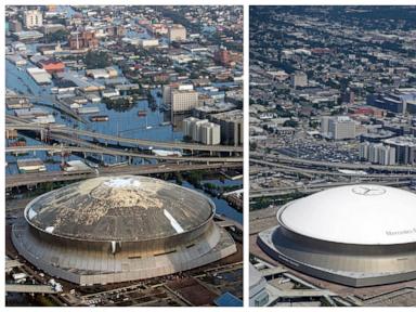 Tropicana Field shredded by Hurricane Milton is the latest sports venue damaged by weather