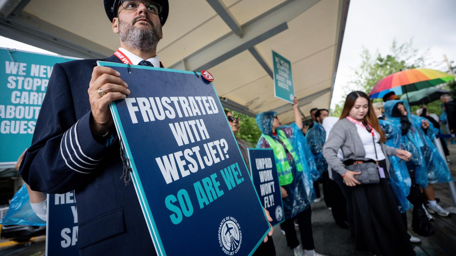 WestJet flights are cancelled as flight attendants at Canada's WestJet go on strike in a dispute over pay