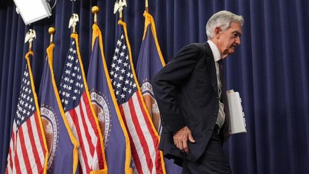 Federal Reserve Chairman Jerome Powell walks off following a news conference following the Federal Open Market Committee meeting, Wednesday, May 7, 2025, at the Federal Reserve in Washington. (AP Photo/Jacquelyn Martin)