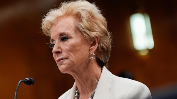 Education Secretary Linda McMahon listens to Senators speak during a Senate Appropriations hearing, Tuesday, June 3, 2025, on Capitol Hill in Washington. (AP Photo/Julia Demaree Nikhinson)