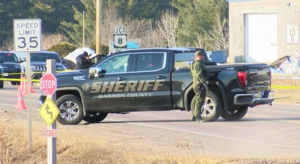 PHOTO: Two police officers and suspect killed after gunfire exchanged during traffic stop in Barron County, Wis., April 9, 2023.