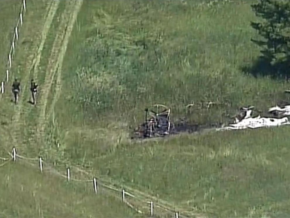 PHOTO: The location where a blimp crashed during the first round of the U.S. Open golf tournament, June 15, 2017, near Erin Hills in Erin, Wis.