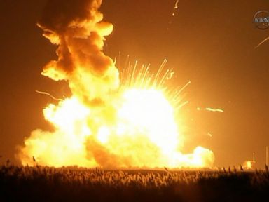 VIDEO: An unmanned space station supply rocket exploded seconds after launch from Wallops Island, Virginia.