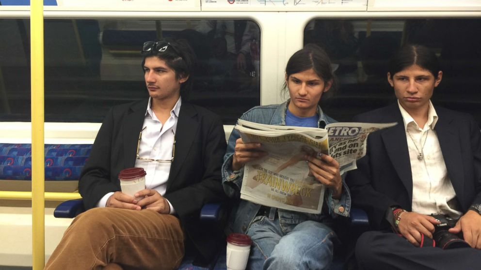 PHOTO: Govinda Angulo, left, and two of his brothers are pictured together riding the train.